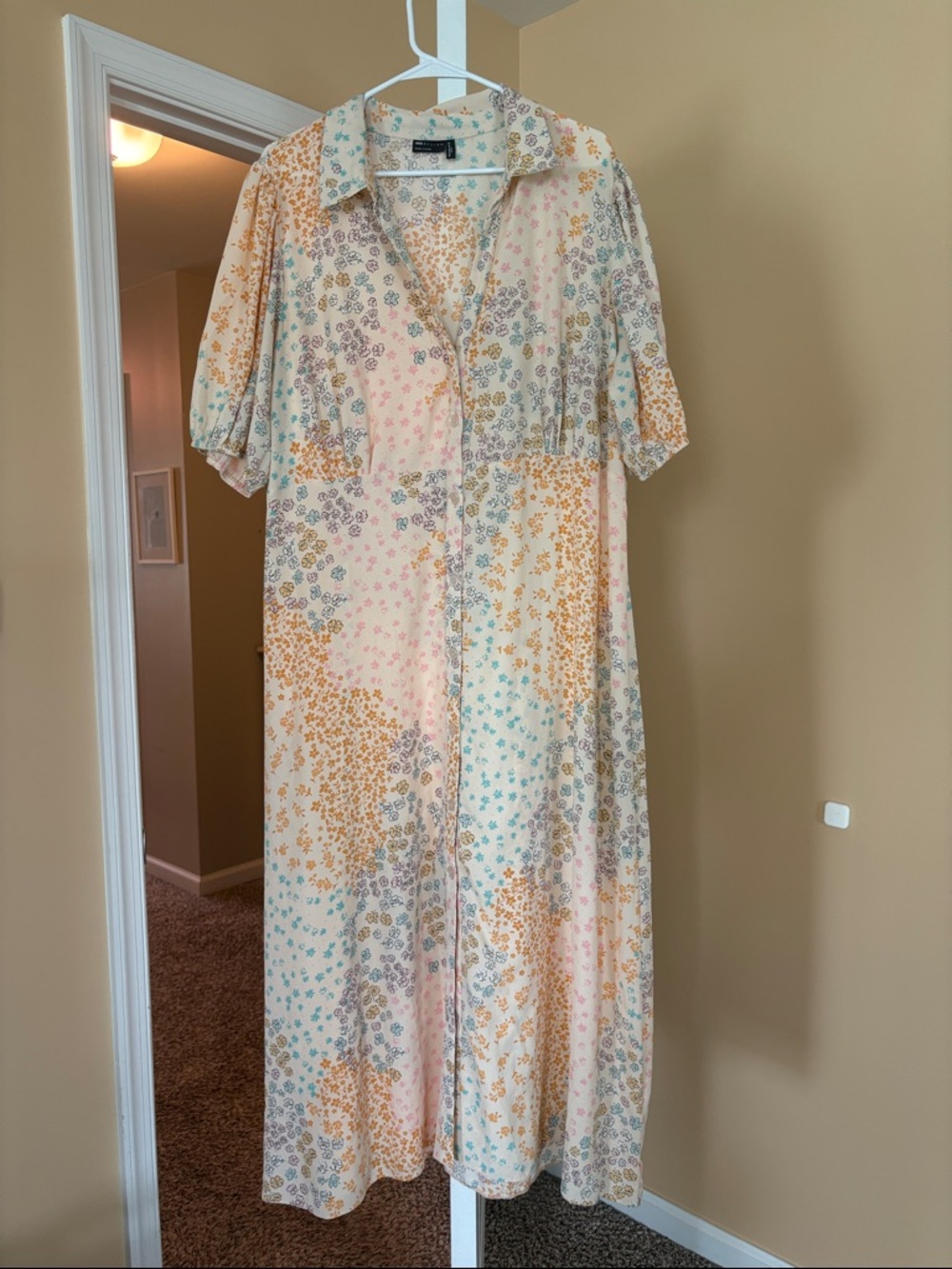 ASOS Design Pastel Floral Print Maxi Shirt Dress